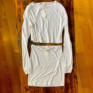 Dippin’ Daisy’s High Waisted Mini Skirt and Cropped Tee, size Small, white